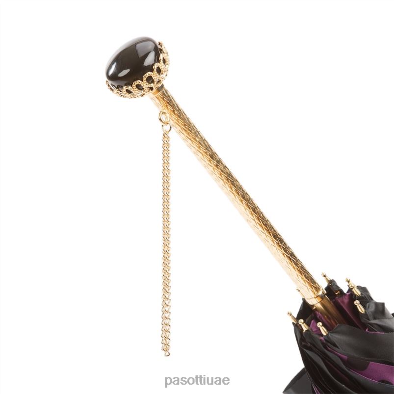 مظلة | 189 55874-160 t9 - مظلة سوداء بنقاط أرجوانية من الداخل، قماش مزدوج PASOTTI Z446V466